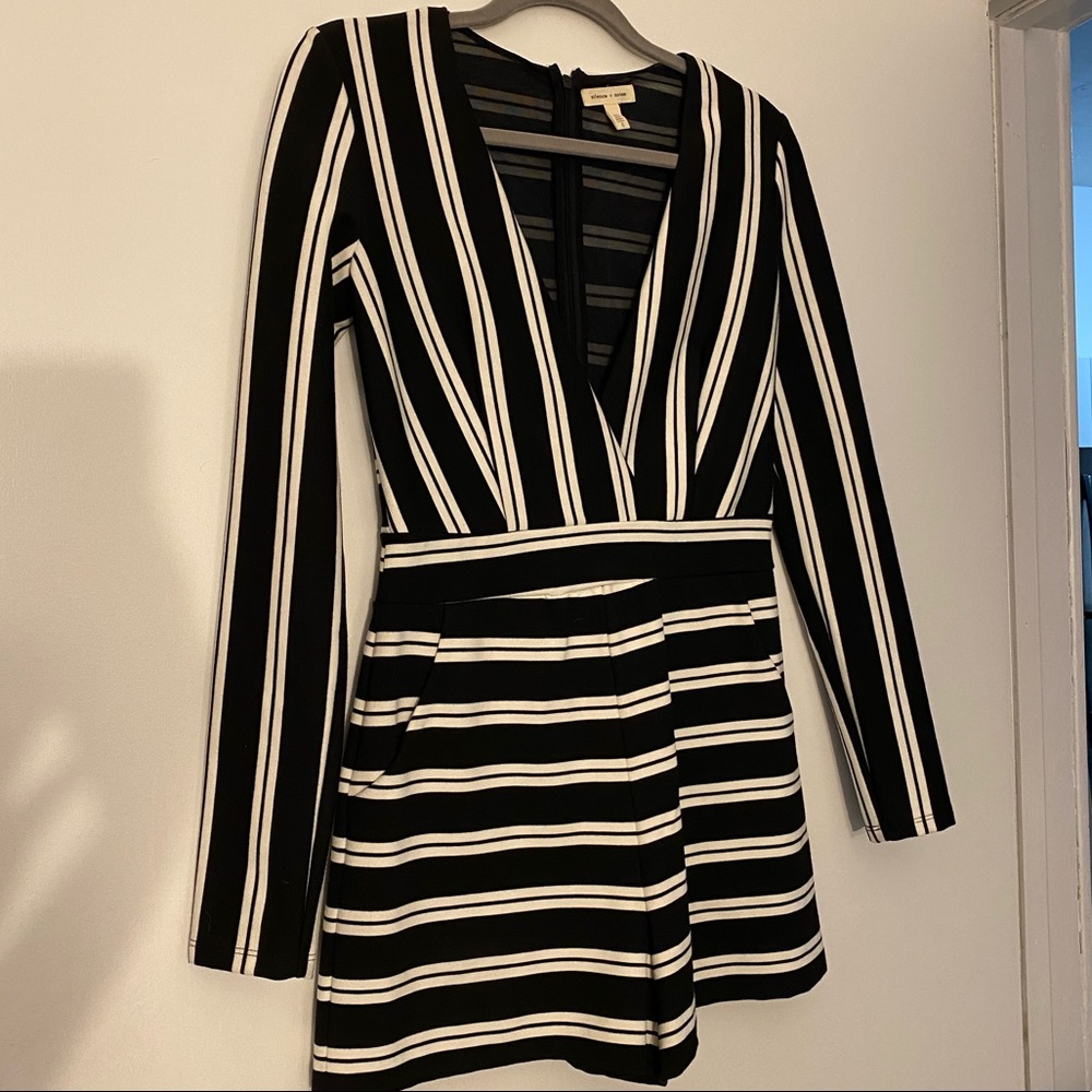 Black & white striped romper